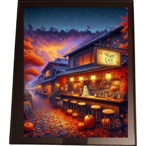 Spooky Night Cafe In A Glass Front Frame 8x10 Picture AI wall art